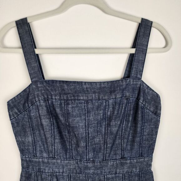 Gap Factory Denim Dress Jean Dress A-Line Adjustable Straps Zip Dark Wash Blue M - Picture 4 of 12